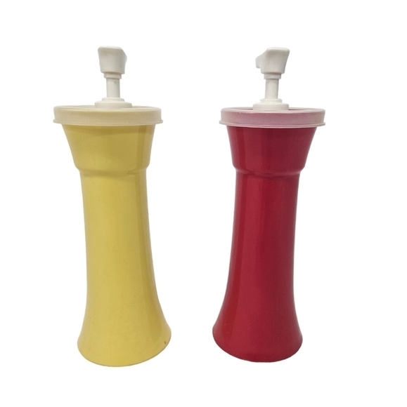 Vintage Tupperware Ketchup & Mustard Condiment Dispensers Set of 2‎ - Picture 3 of 11